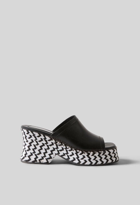 Mules de rafia trenzada bicolor