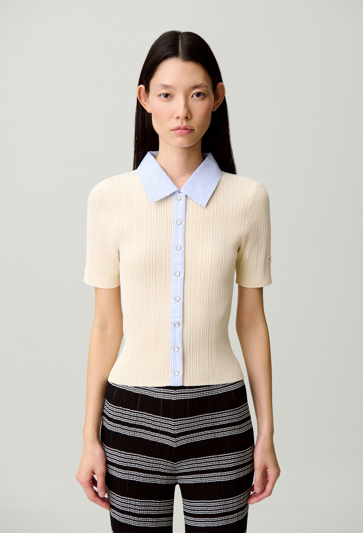 C&aacute;rdigan bimateria de rayas