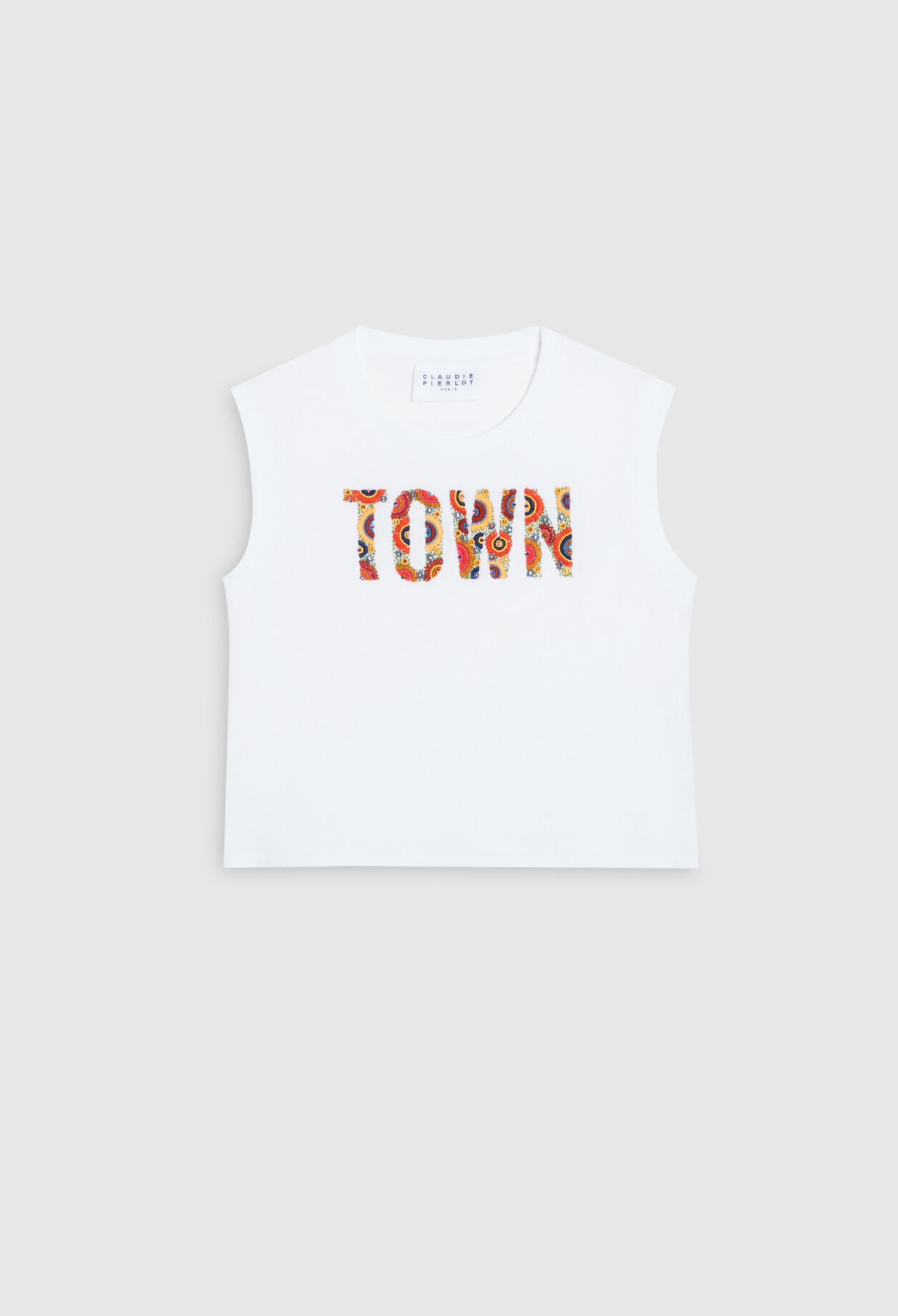 Camiseta bordada de coton