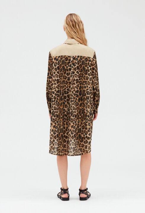Vestido camisero midi de leopardo