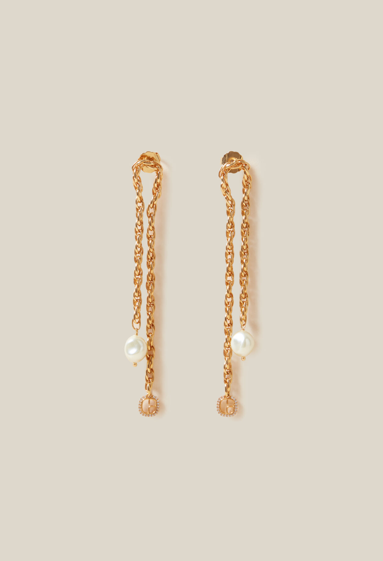 Pendientes de cadena dorados