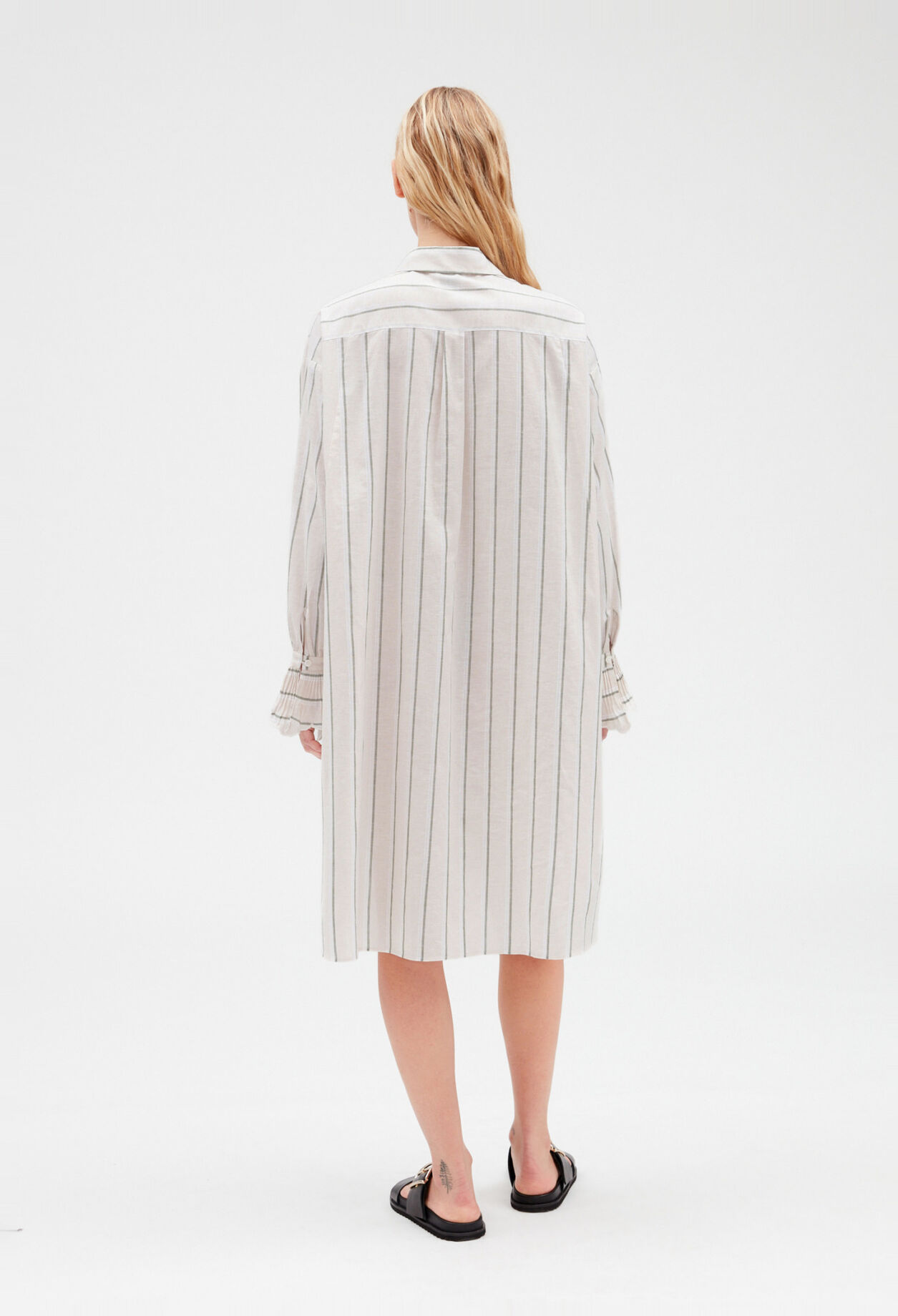 Vestido camisero midi de algodón y lino