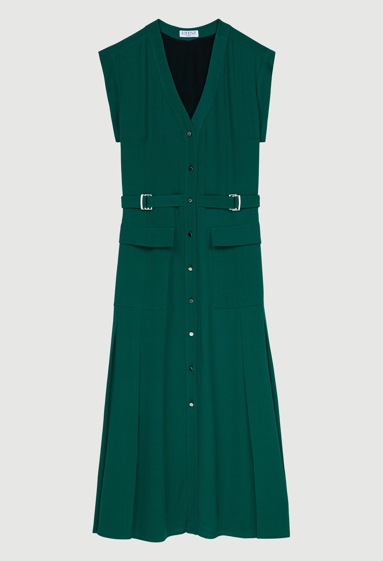 Vestido sin mangas verde botella