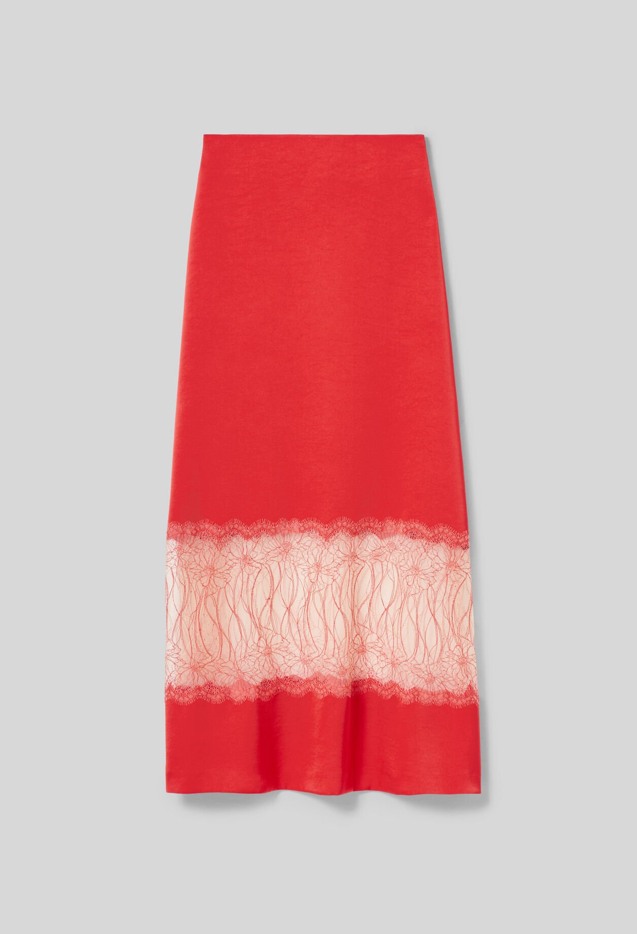 Falda satinada con encaje