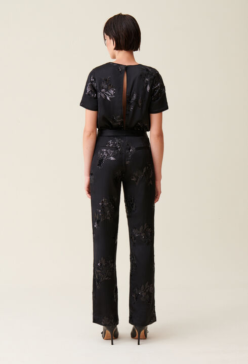 Pantalón negro lentejuelas bordadas