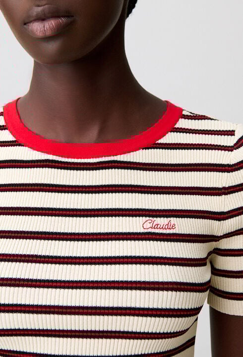 Camiseta de rayas tricolores