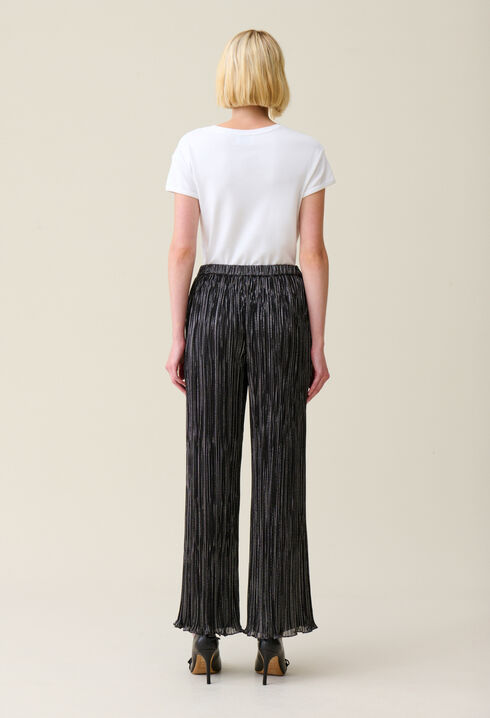 Pantalón fluido plisado plateado