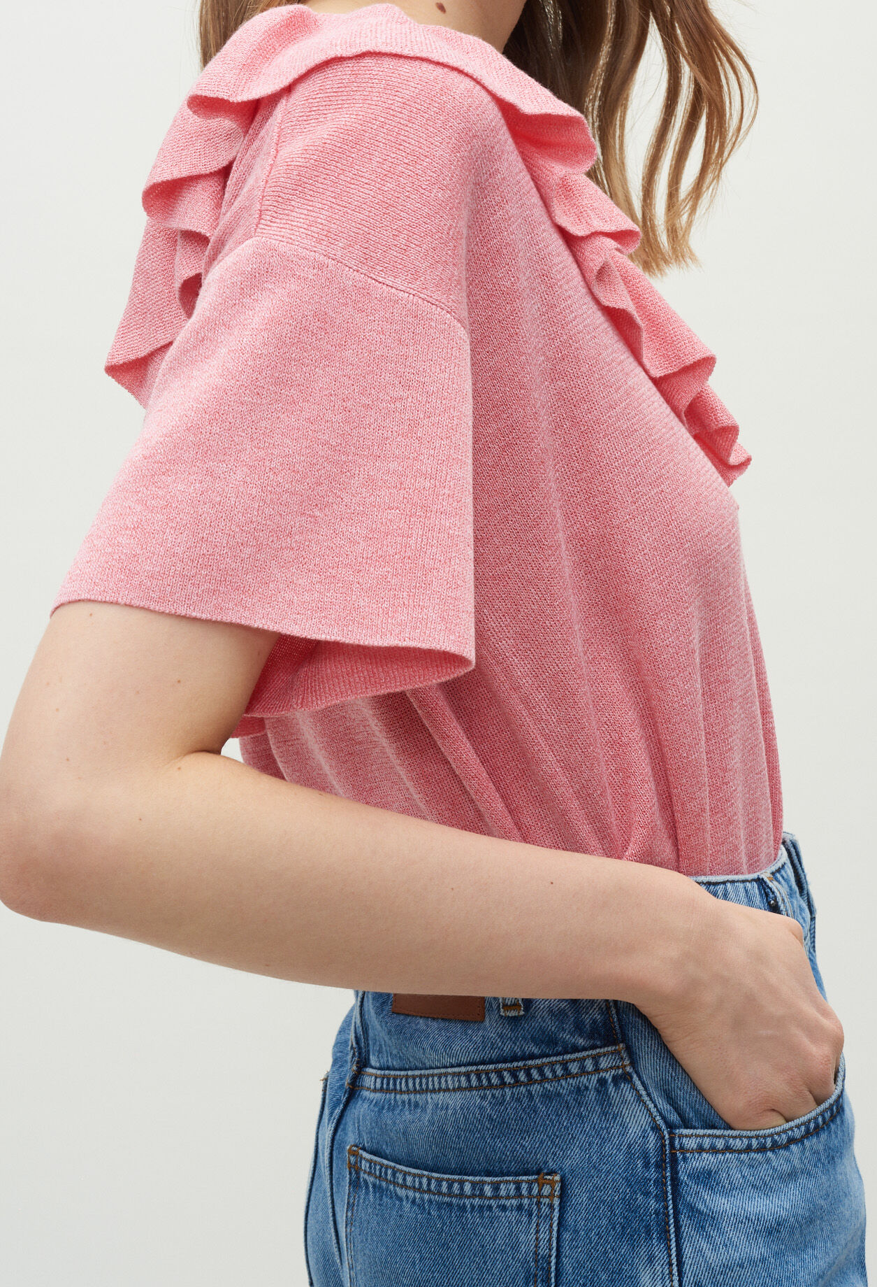 Jersey de manga corta con volantes