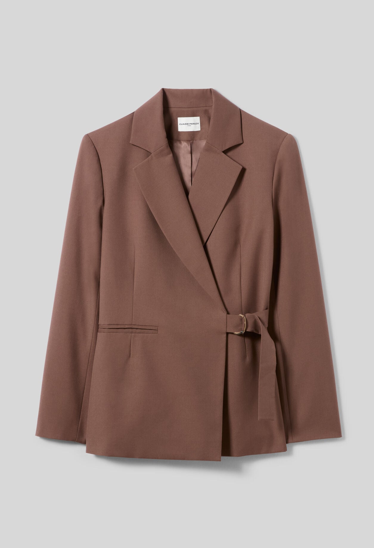 Chaqueta recta doble hebilla plata