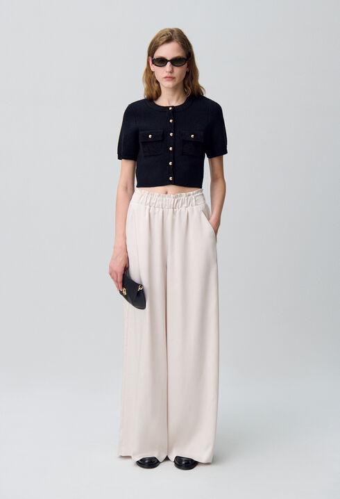 Pantalón ancho con cintura fruncida