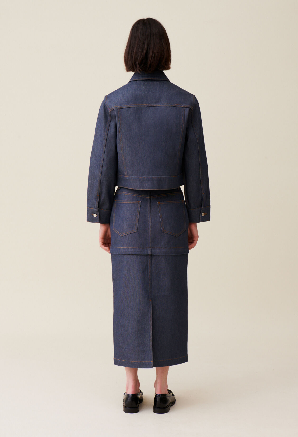 Chaqueta denim oscuro ancha