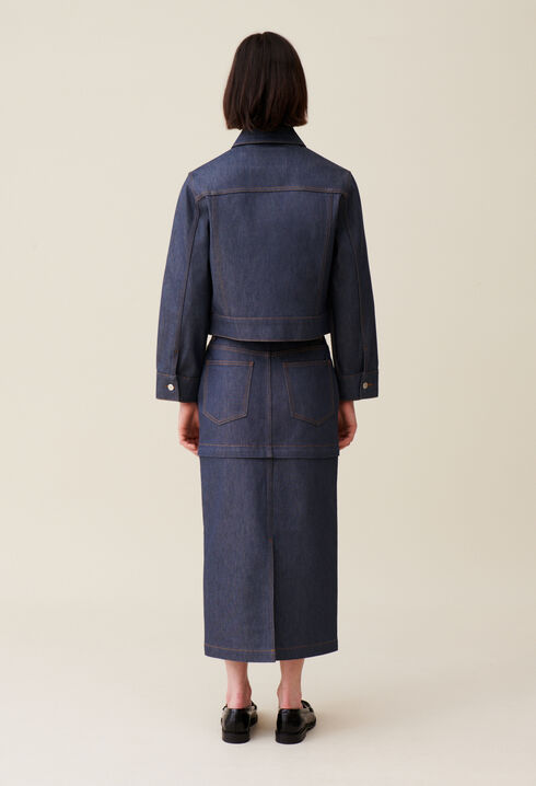 Chaqueta denim oscuro ancha