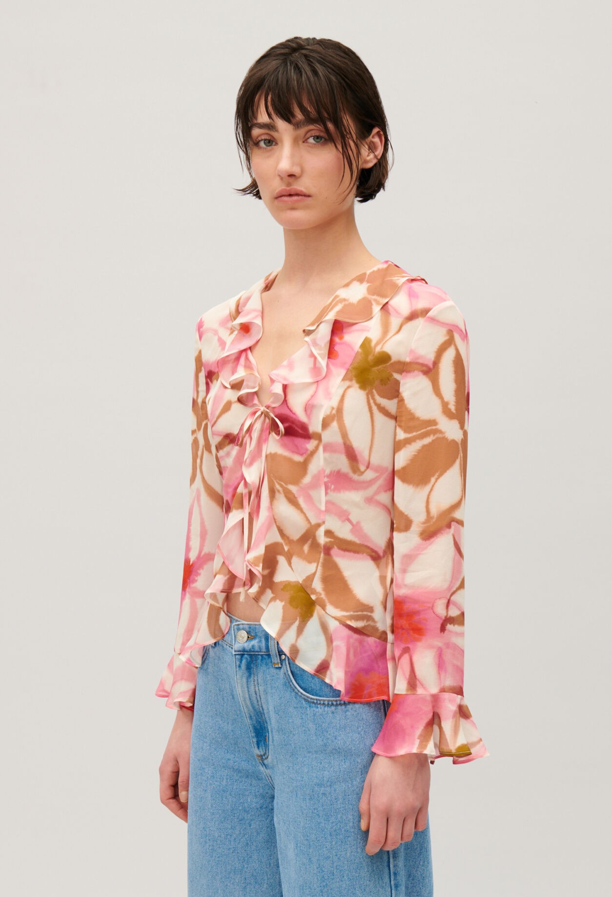 Blusa de seda con estampado de acuarela