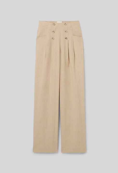 Pantal&oacute;n de lino con botones