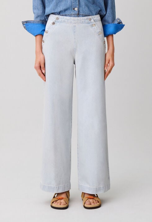 Vaquero con puente de denim