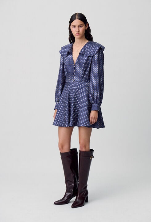 Vestido corto de seda estampada