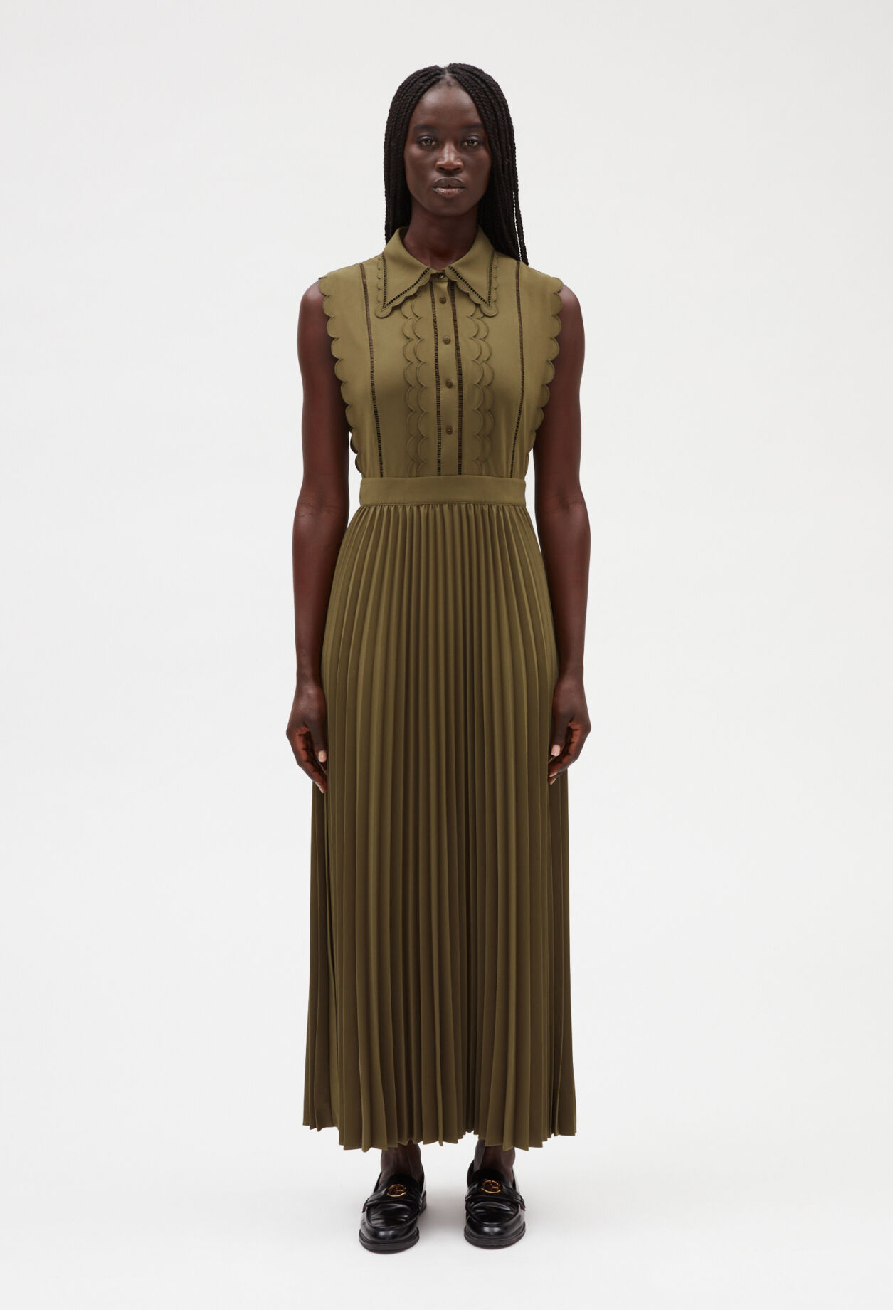 Vestido largo caqui