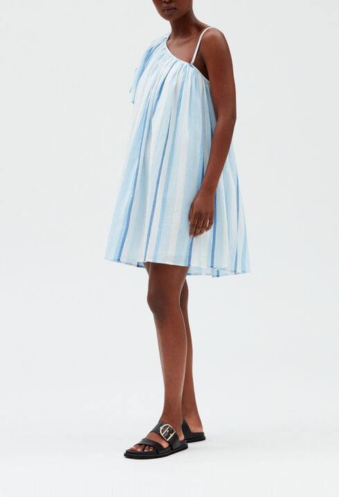 Vestido corto asimétrico azul