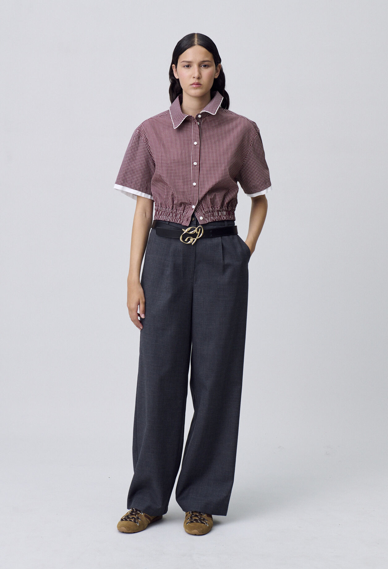Camisa corta de cuadros