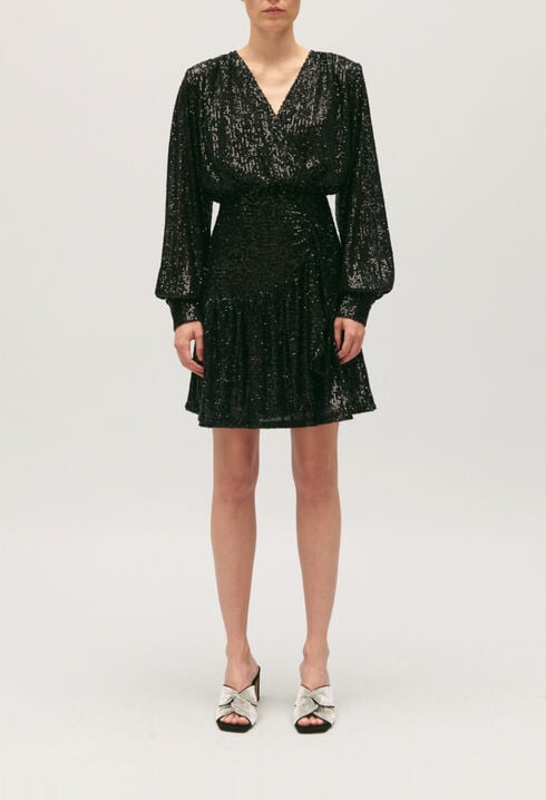 Vestido corto negro de lentejuelas