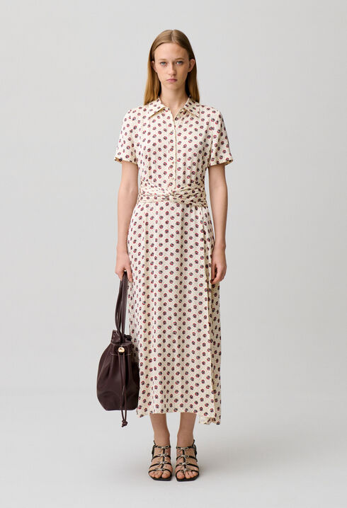 Vestido satinado estampado floral