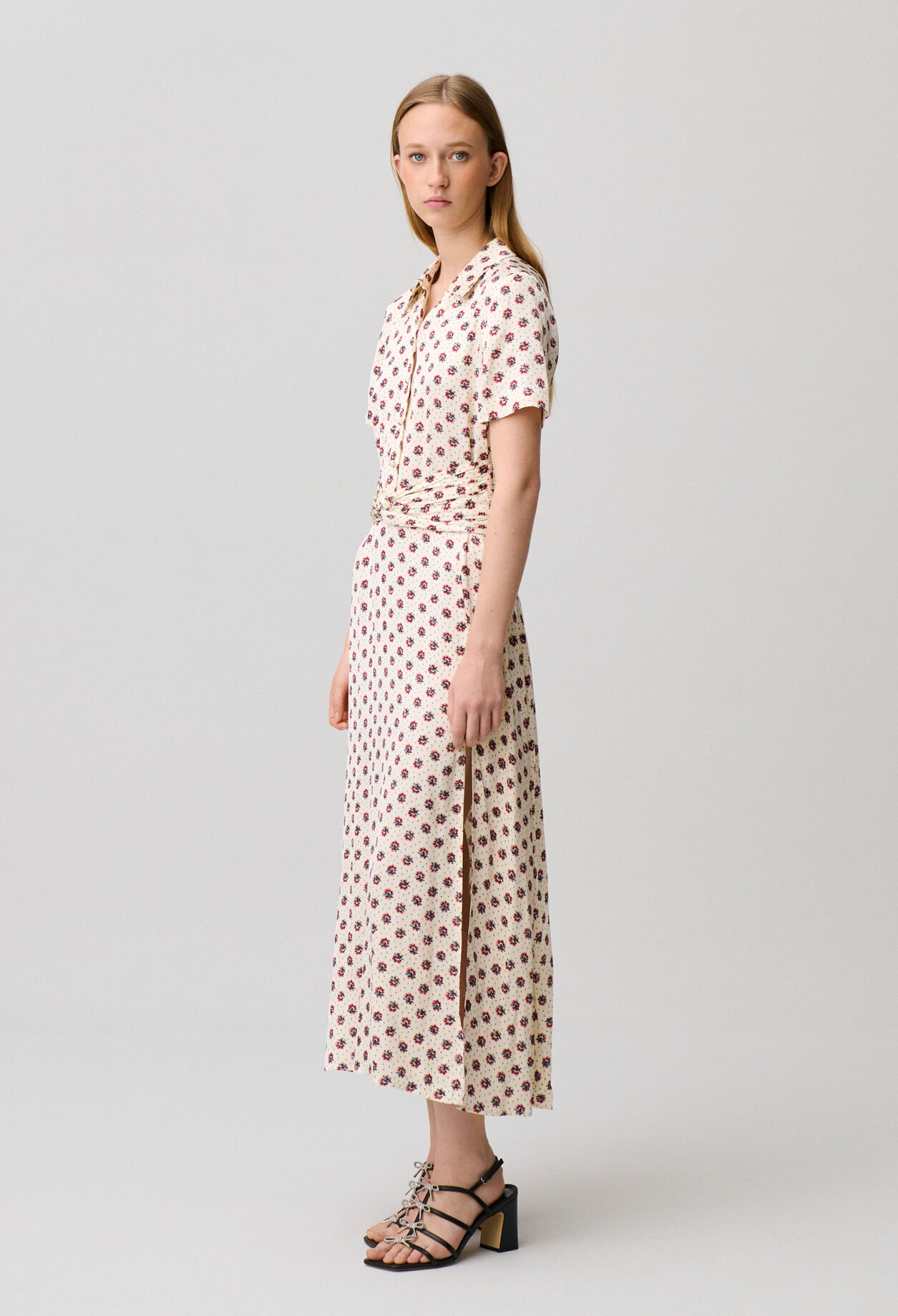Vestido satinado estampado floral
