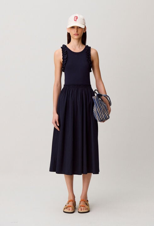 Vestido bimaterial de algod&oacute;n