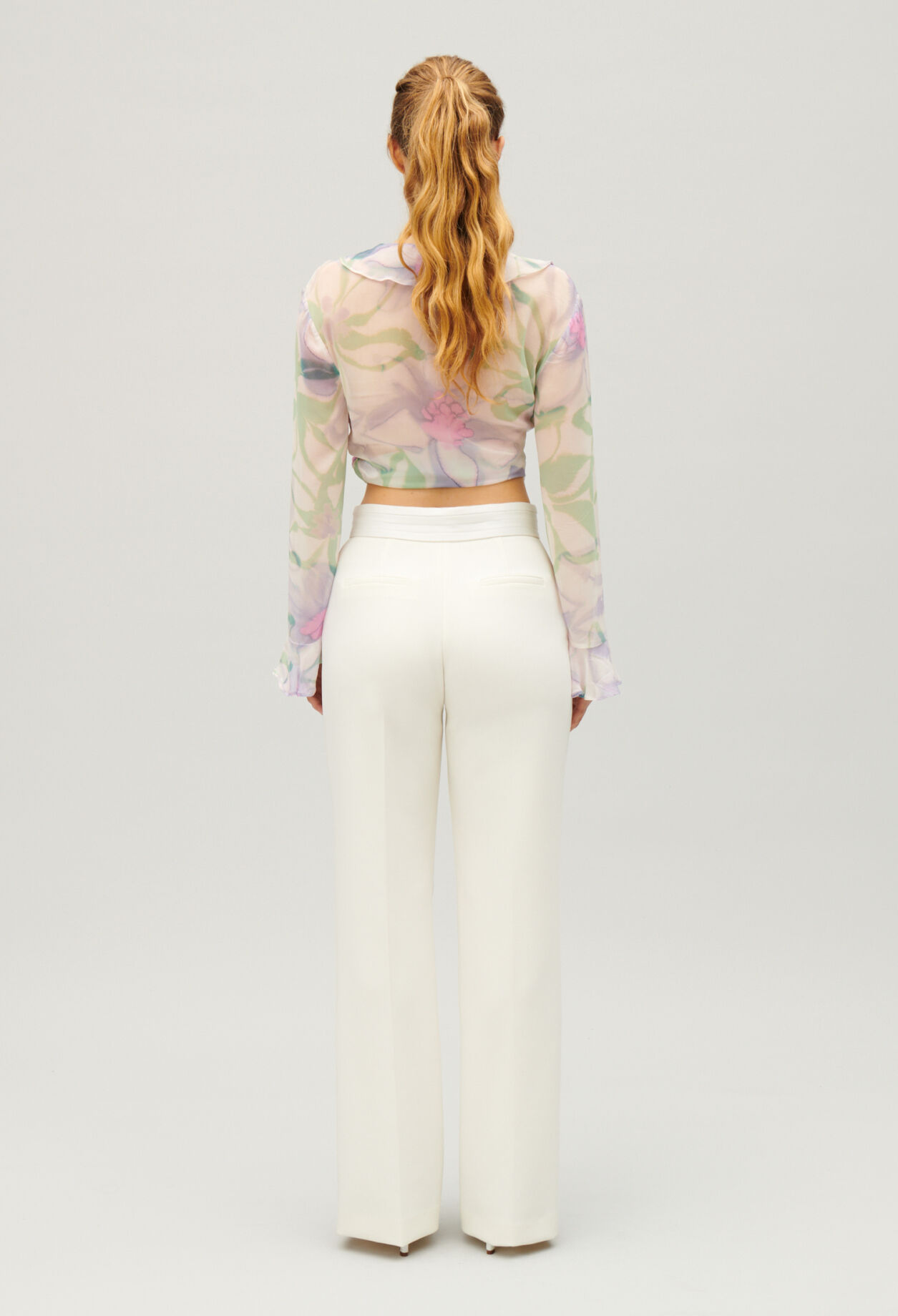 Pantalón recto de sastre blanco