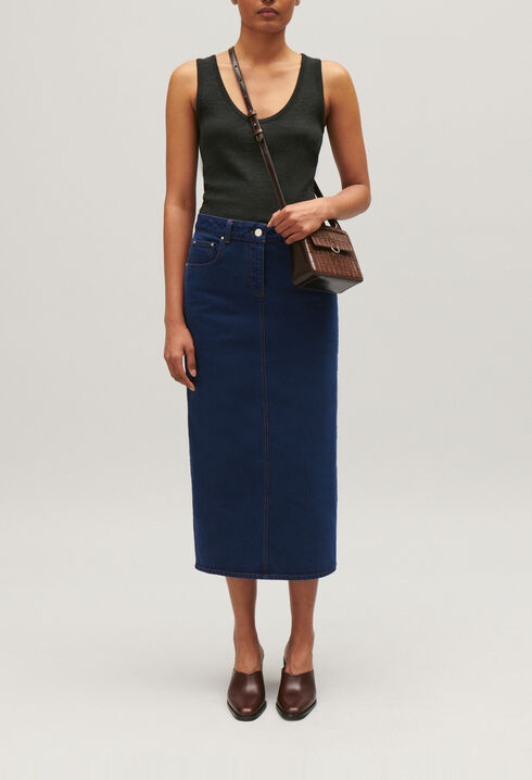 Falda midi vaqueros azules