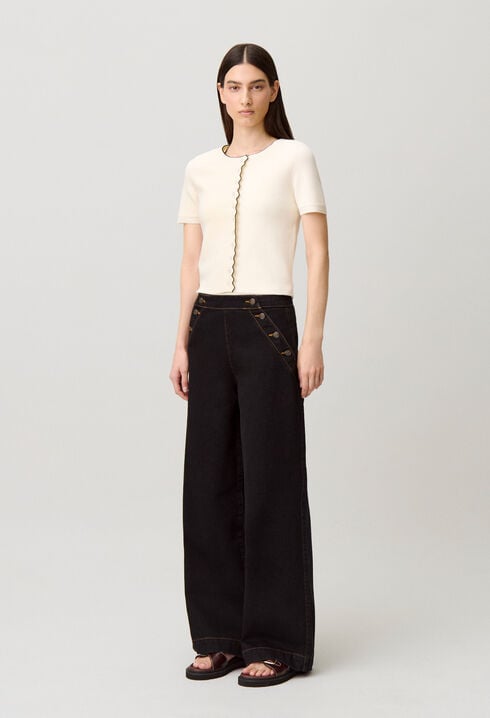 C&aacute;rdigan de punto contrastado