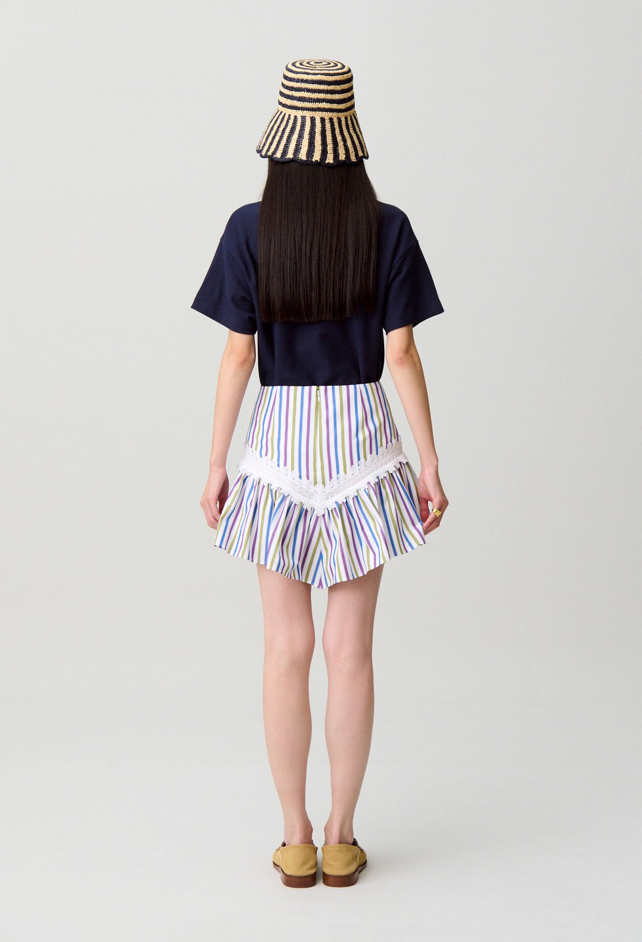 Falda corta de rayas