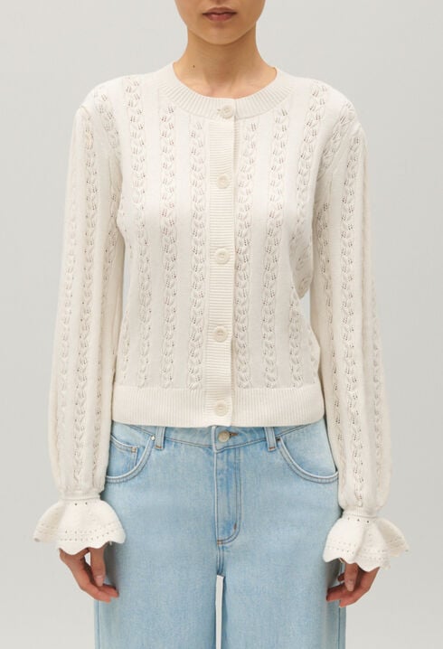 Cárdigan de punto crudo