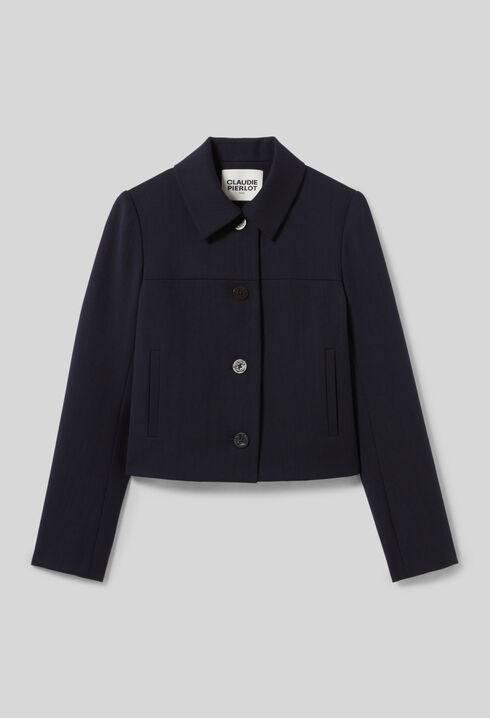 Chaqueta caja azul marino