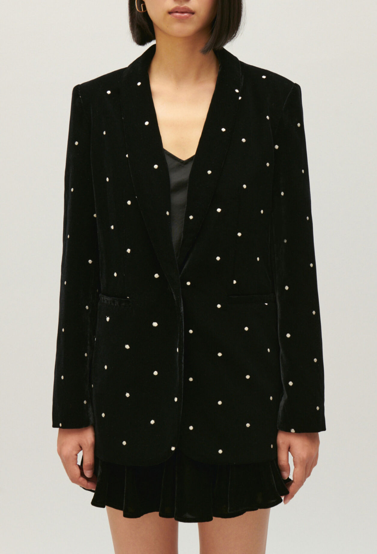 Chaqueta de traje de terciopelo bicolor