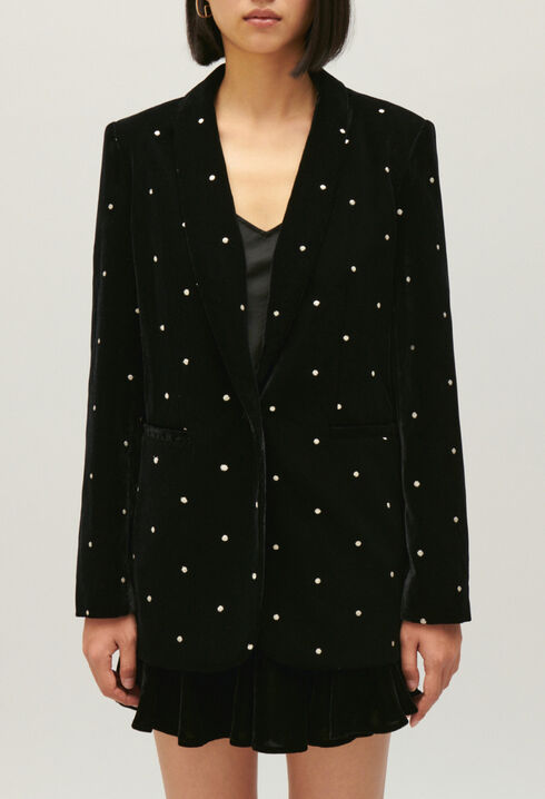 Chaqueta de traje de terciopelo bicolor