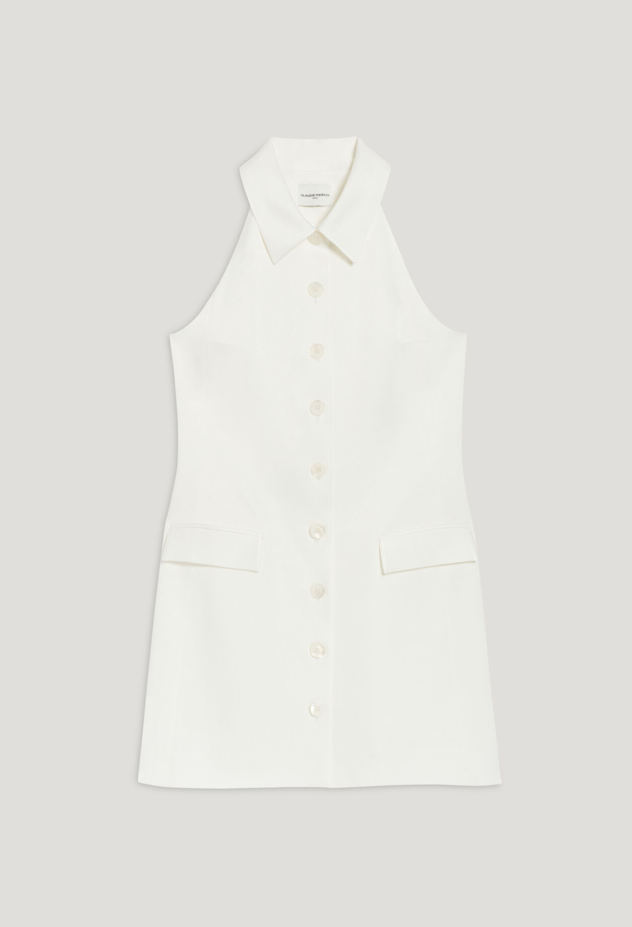 Vestido corto satinado color crudo