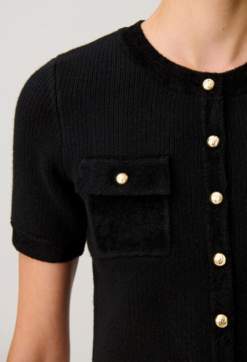 Cardigan de punto de terciopelo