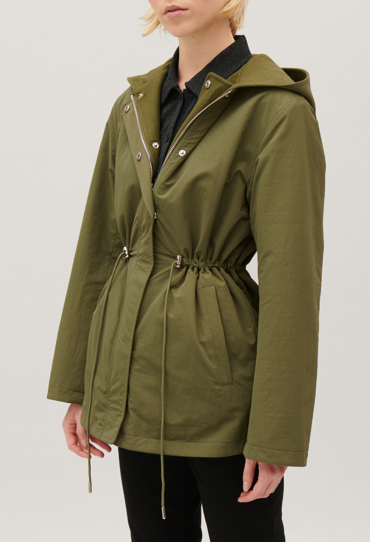 Parka capucha reversible caqui