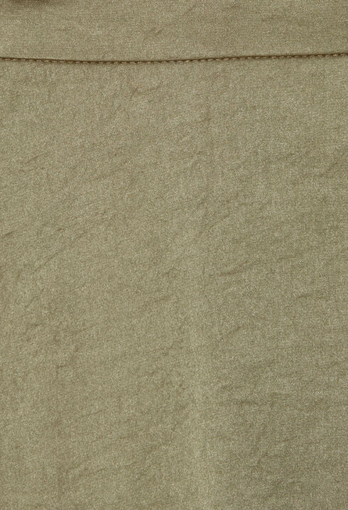 Falda midi de raso caqui