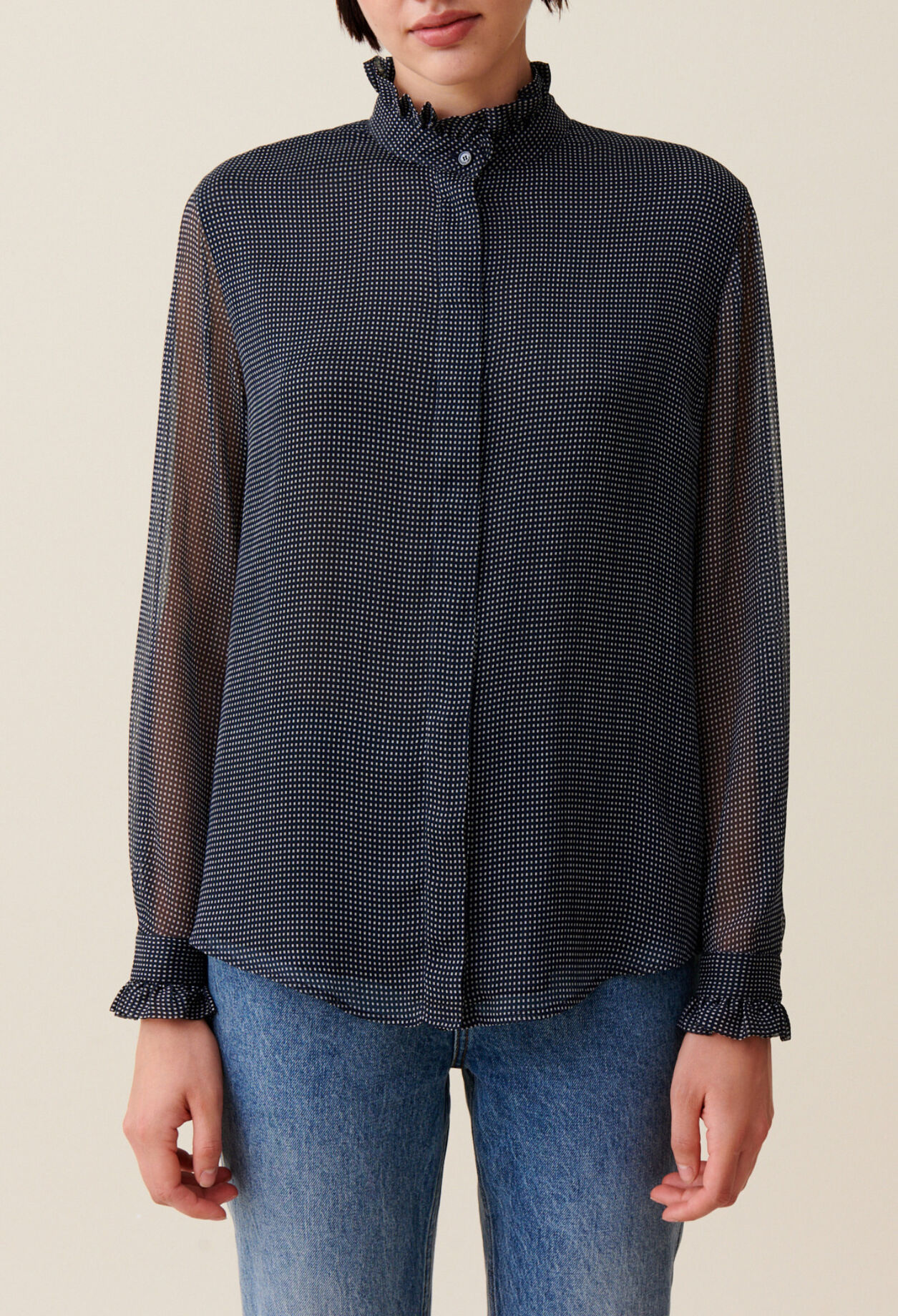 Camisa fluida a cuadros peque&ntilde;os