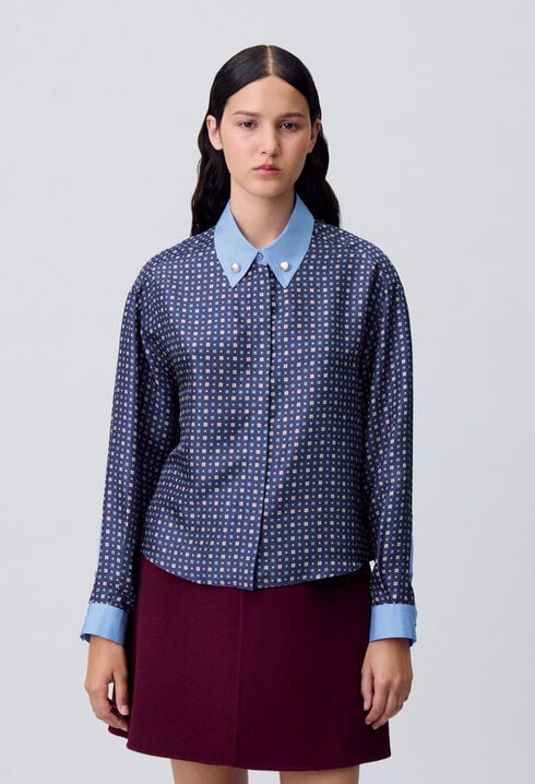 Camisa de seda estampada