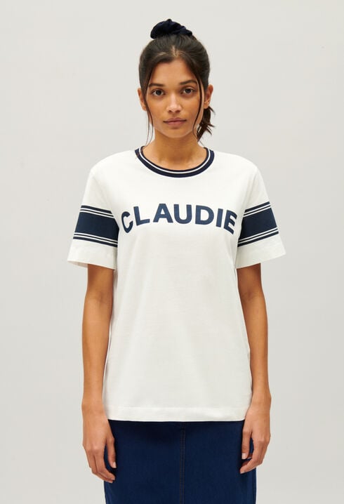 Camiseta Claudie azul y blanca