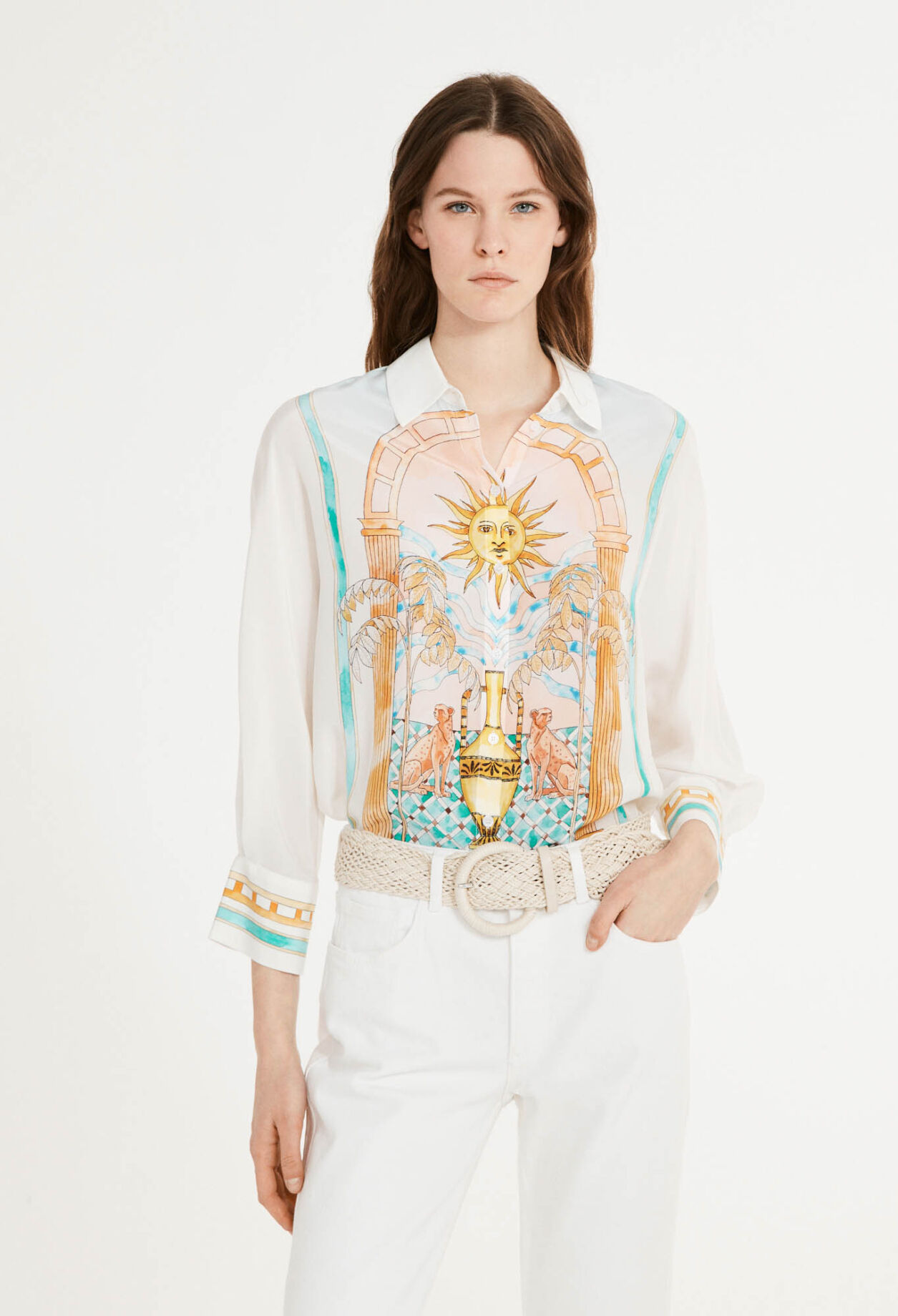 Camisa de seda estampada