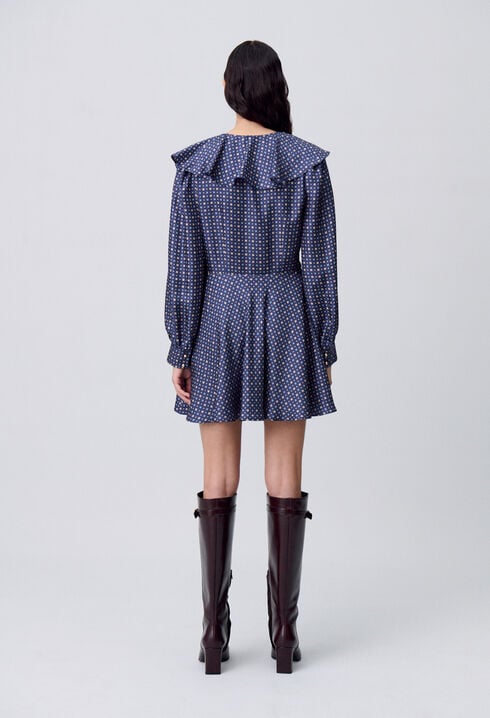 Vestido corto de seda estampada