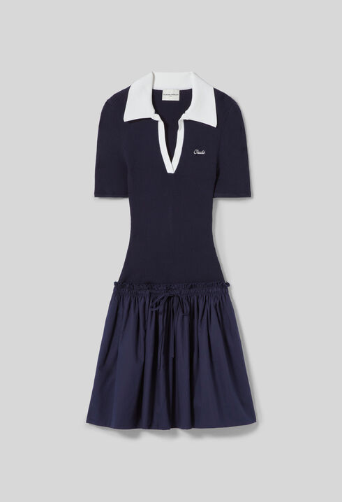 Vestido bimateria de punto