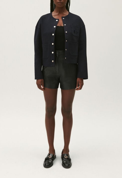 Cárdigan corto azul marino