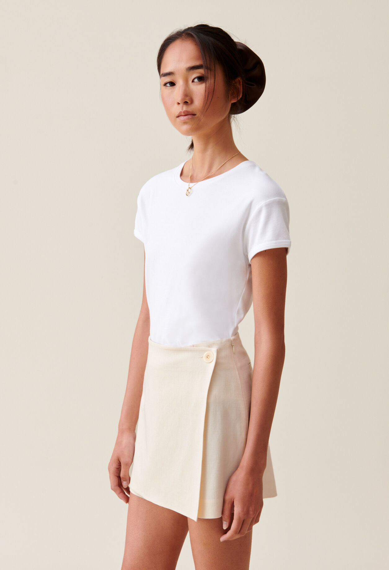 Falda-pantalón cruzada marfil