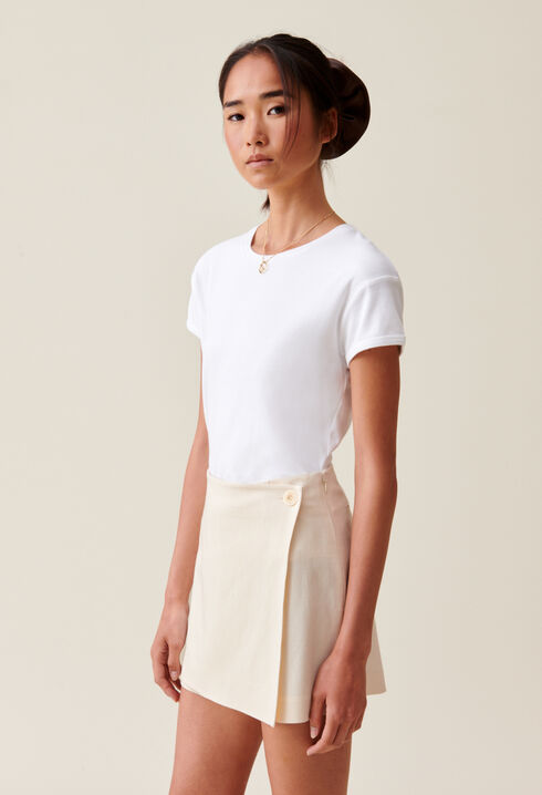 Falda-pantalón cruzada marfil