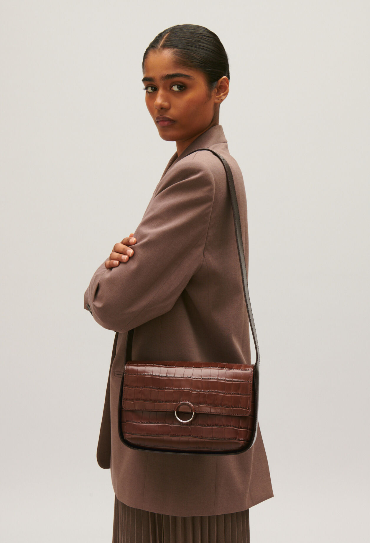 Bolso marrón bicolor Alix