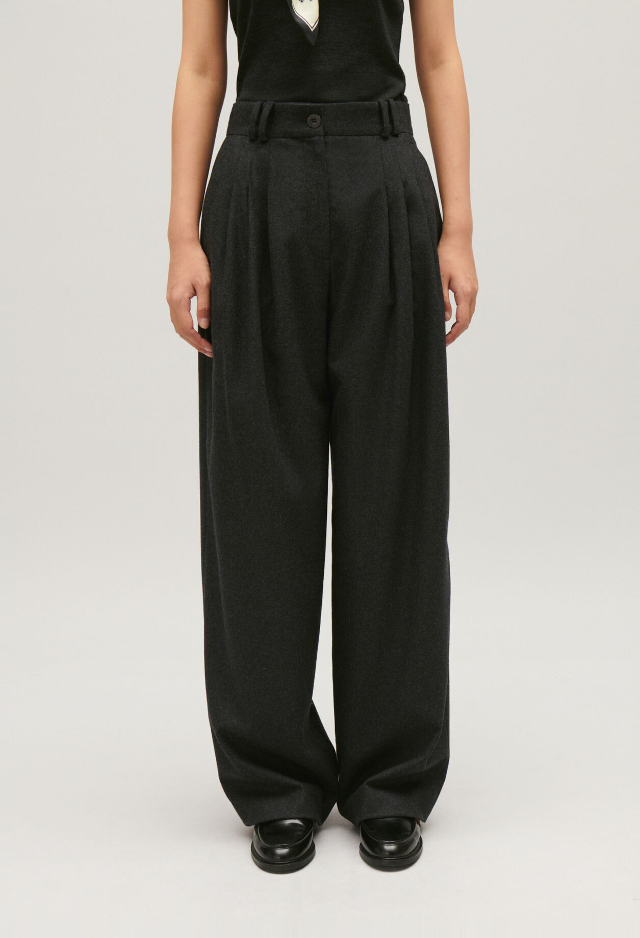 Pantalón ancho gris chiné